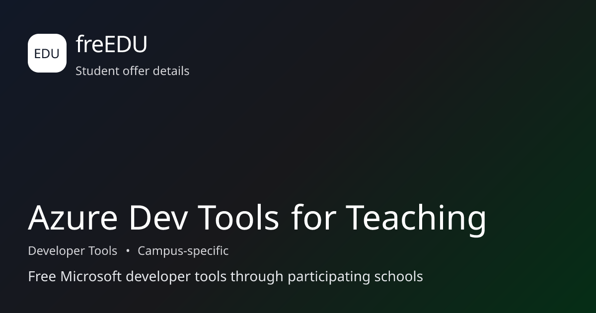 Azure Dev Tools for Teaching for students | freEDU