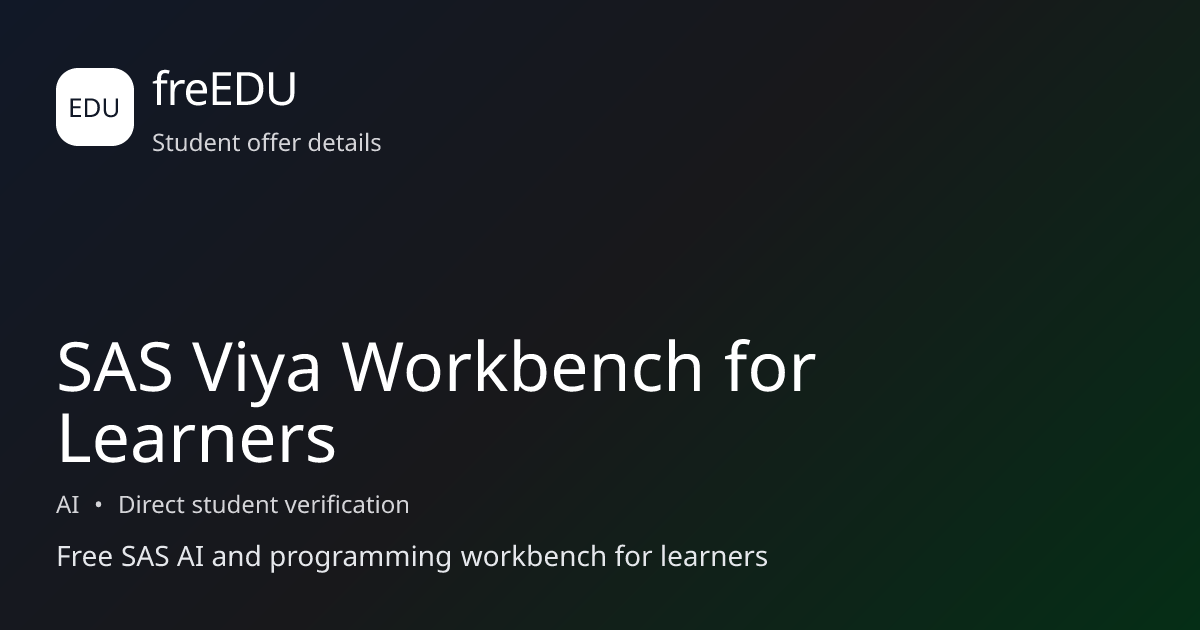 SAS Viya Workbench for Learners for students | freEDU