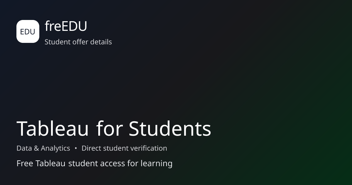 Tableau for Students for students | freEDU