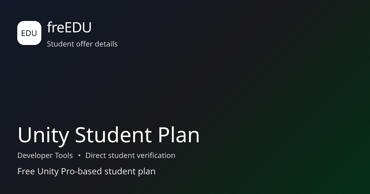 Unity Student Plan for students | freEDU